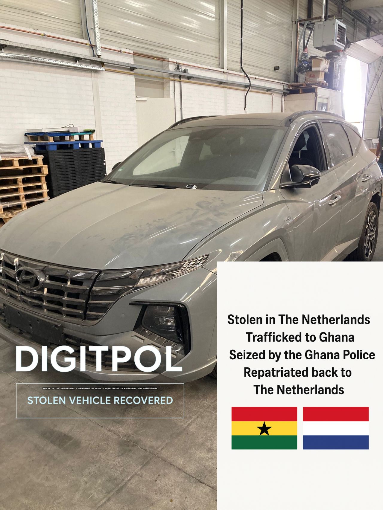 Hyundai Tuscan stolen in the Netherlands and Tracked to Ghana